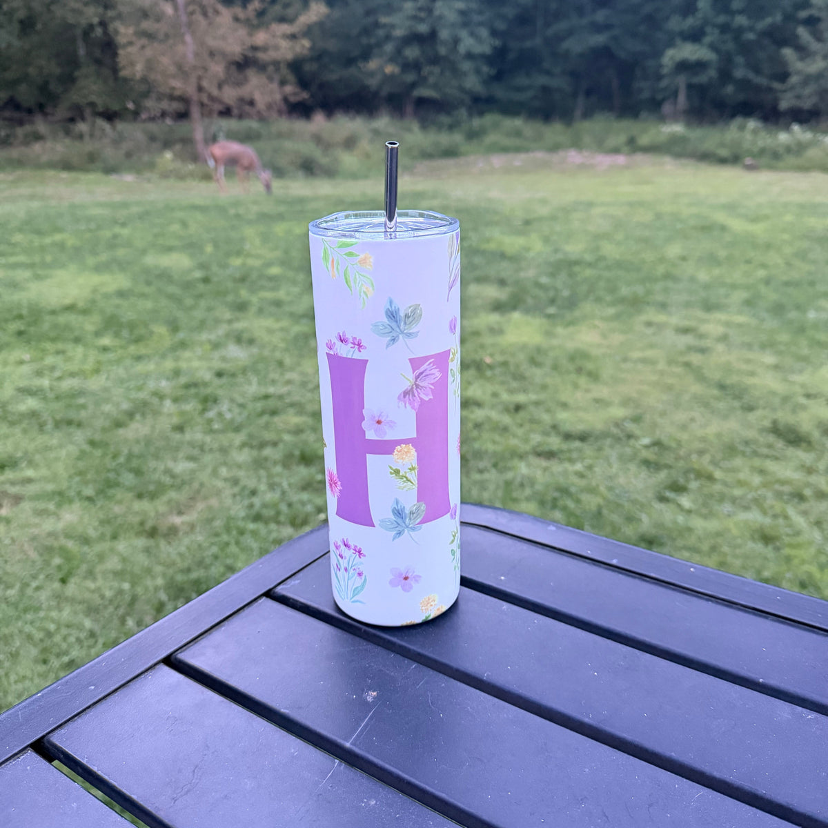20oz Skinny Tumbler With "H" English Letter