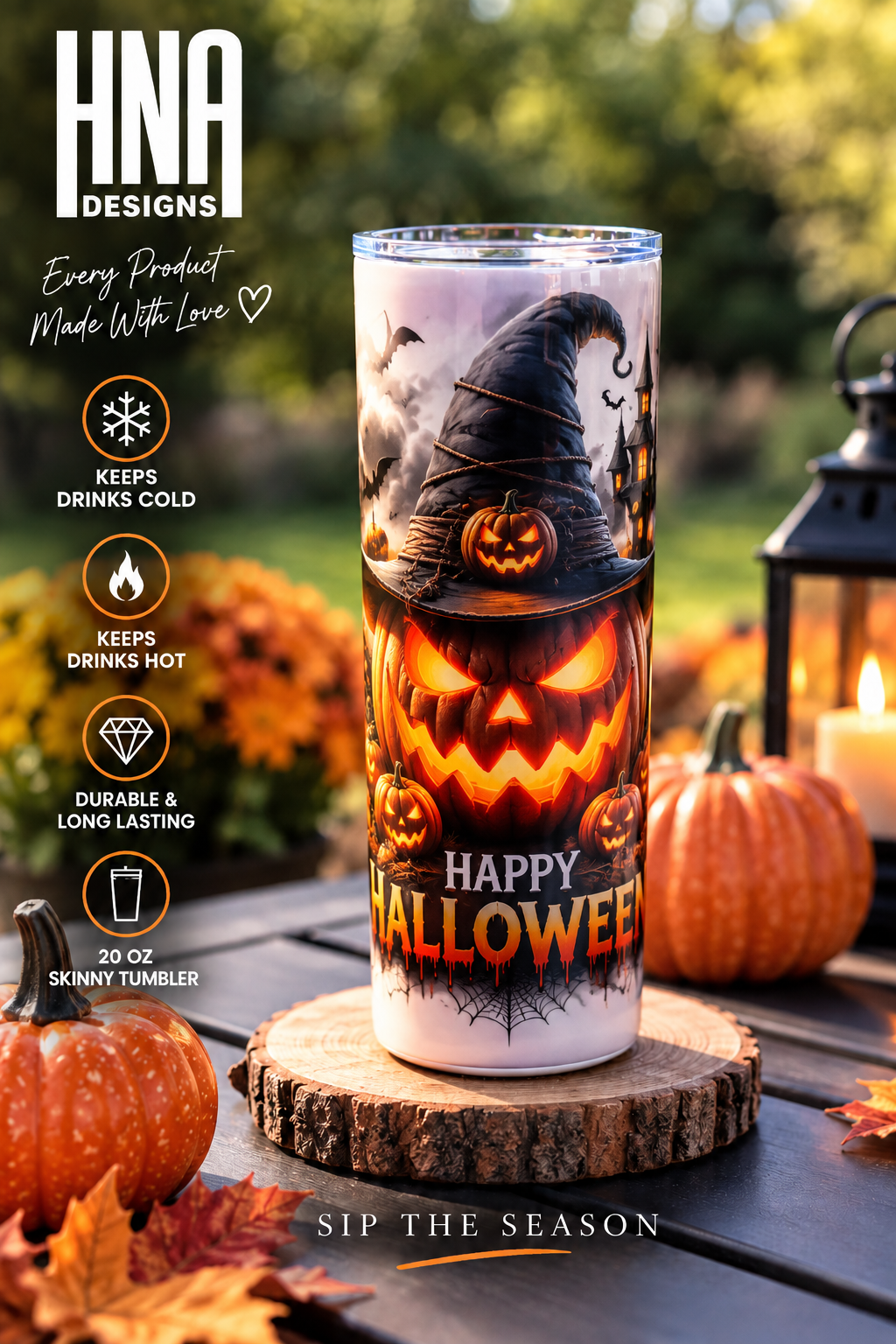 20oz Skinny Tumbler Halloween Design 1