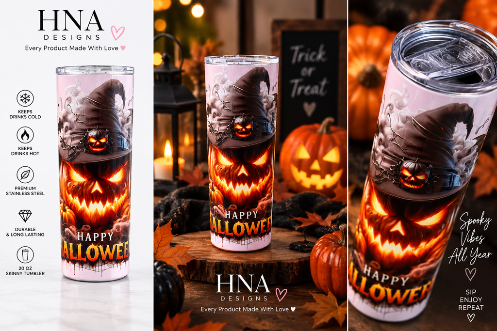 20oz Skinny Tumbler Halloween Design 1