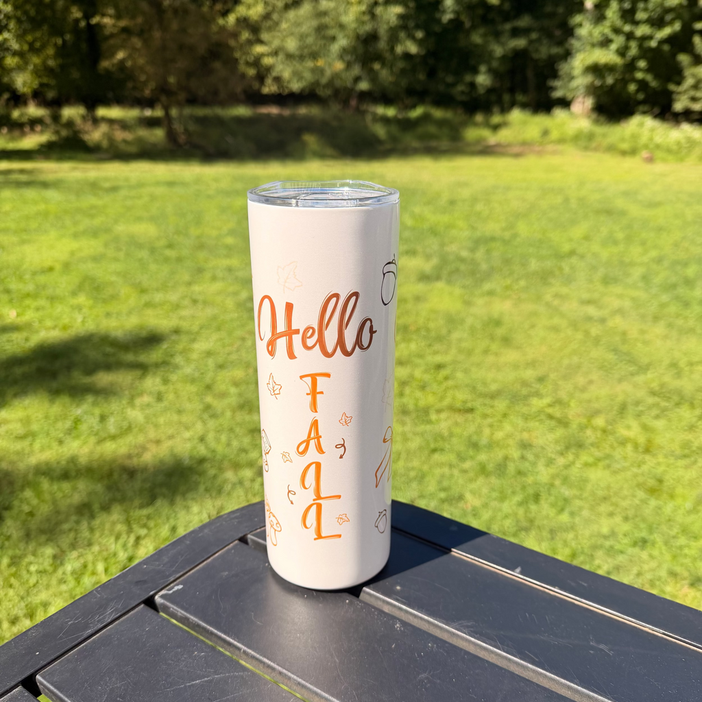 20oz Skinny Tumbler Fall Design