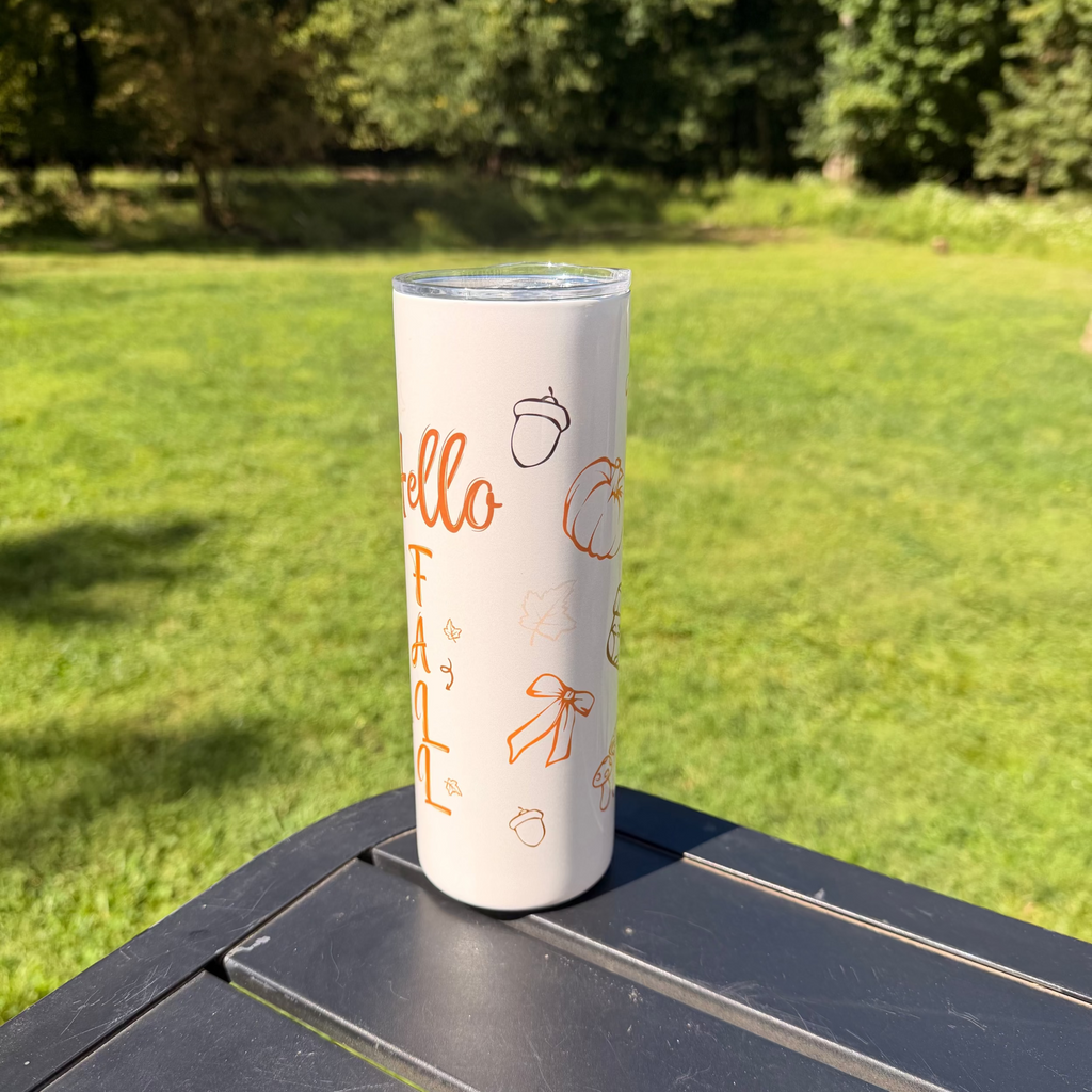 20oz Skinny Tumbler Fall Design