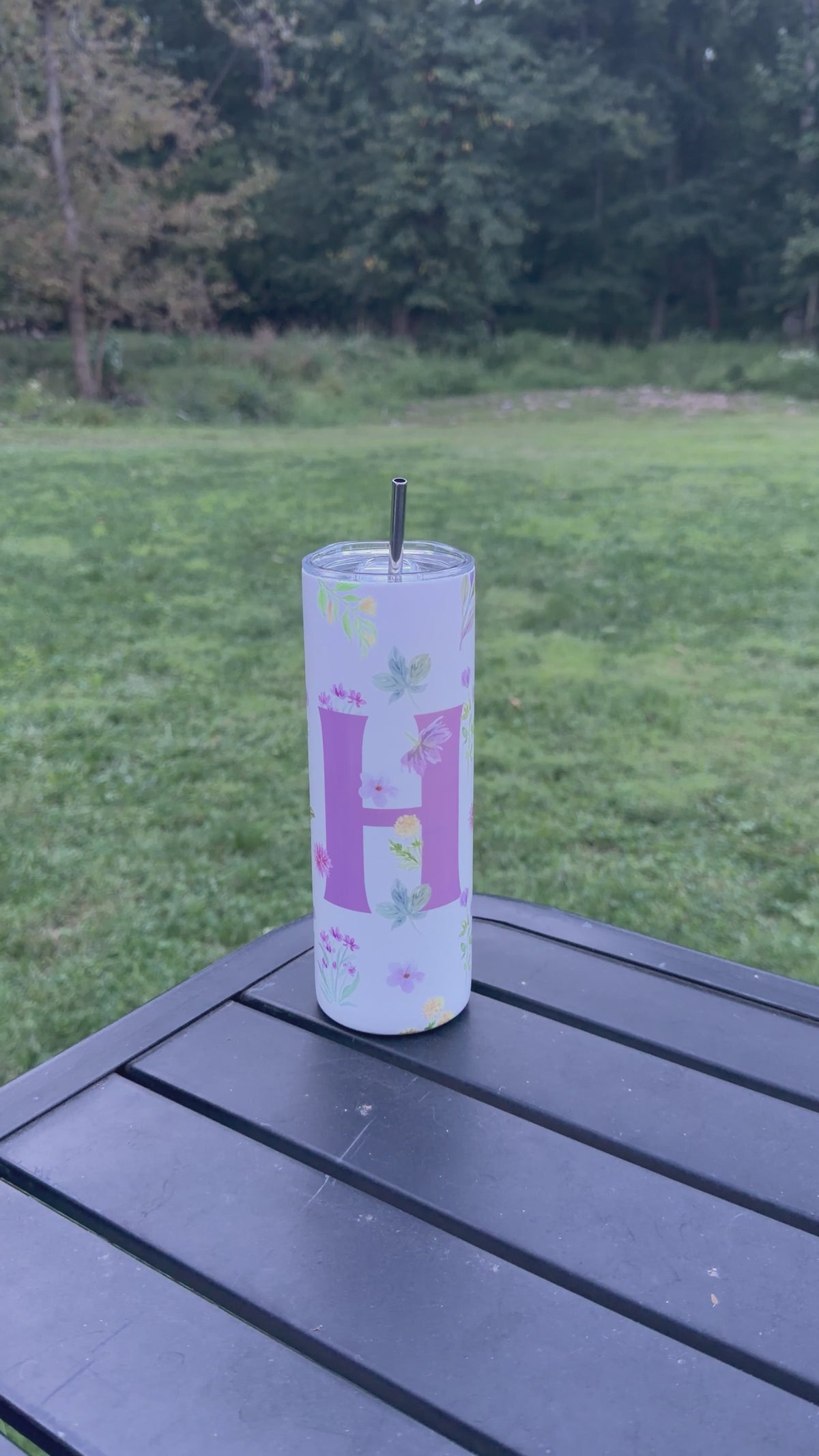 20oz Skinny Tumbler With "H" English Letter