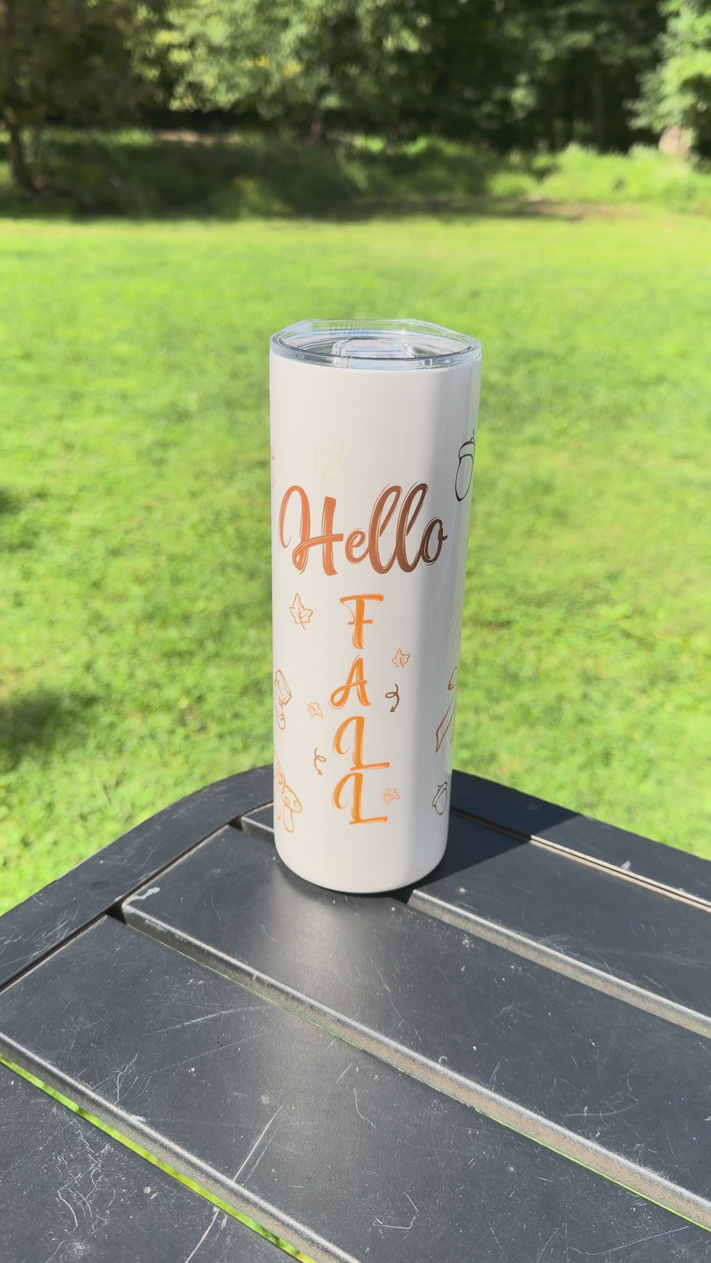 20oz Skinny Tumbler Fall Design